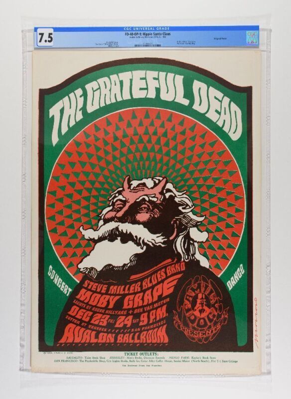 1966 FD-40 Grateful Dead Avalon Ballroom Paul Olsen Signed Poster CGC 7.5