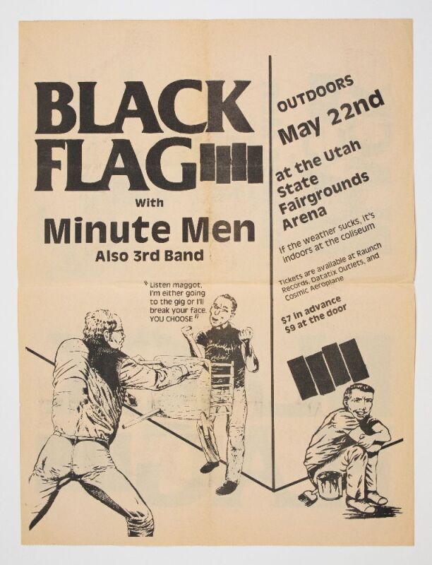 1985 Black Flag Minute Men The Utah State Fairgrounds Arena Salt Lake City Poster Excellent 75