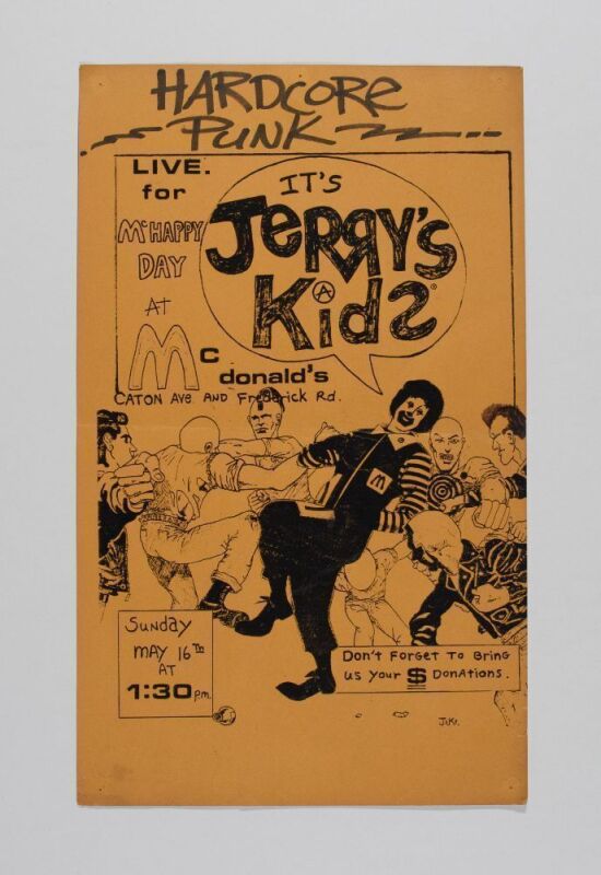 1982 Jerry's Kids McDonalds Caton Ave & Frederick Road Baltimore County Poster Extra Fine 67