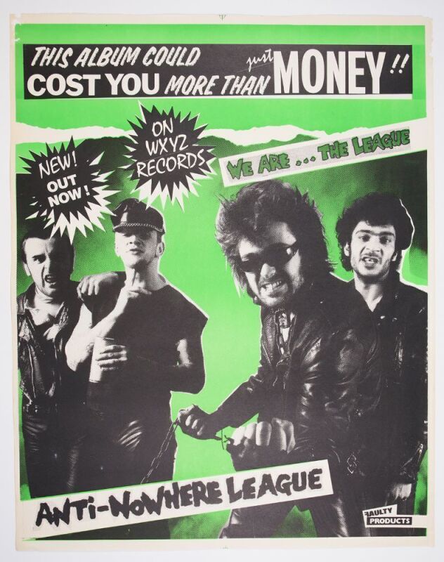 1982 The Anti-Nowhere League We Are The League WXYZ Records Promotional Printers Proof Poster Extra Fine 67