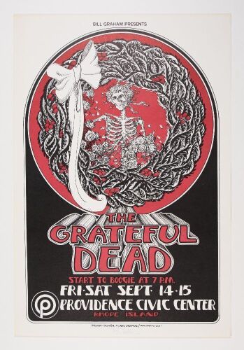 1973 Grateful Dead Providence Civic Center Signed Tuten Poster Near Mint 85