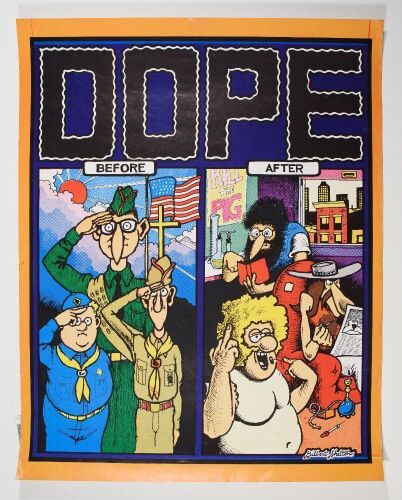 1972 Gilbert Shelton Dope Before and After Headshop Poster Extra Fine 65