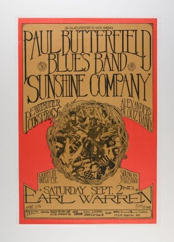 1968 Paul Butterfield Blues Band Earl Warren Fairgrounds Poster Excellent 77