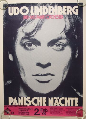 1978 Udo Lindenberg Friedrich Ebert Halle Germany Poster Near Mint 81