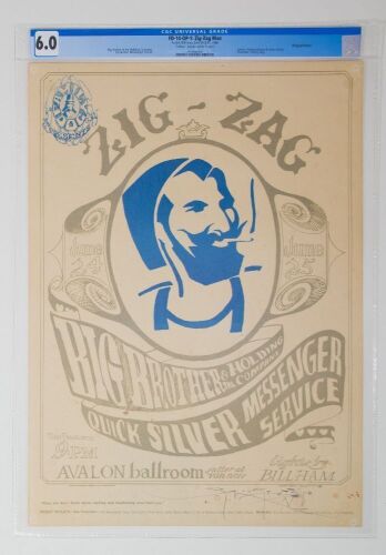 1966 FD-14 Big Brother Zig Zag Man Avalon Ballroom Signed Mouse Poster CGC 6.0