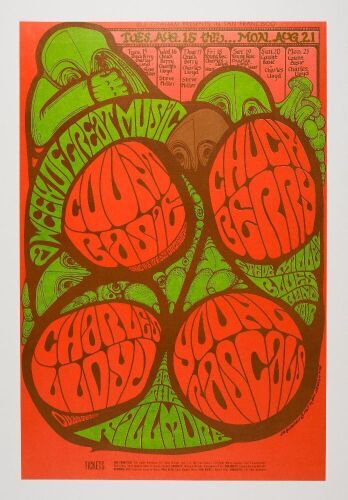 1967 BG-78 Chuck Berry Steve Miller Young Rascals Fillmore Auditorium Poster Mint 91