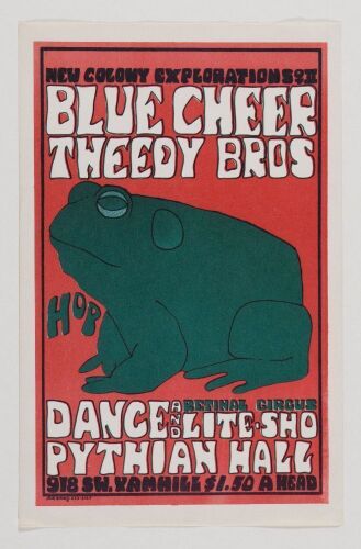 1967 Blue Cheer Tweedy Bros. Pythian Hall Portland Handbill Near Mint 89