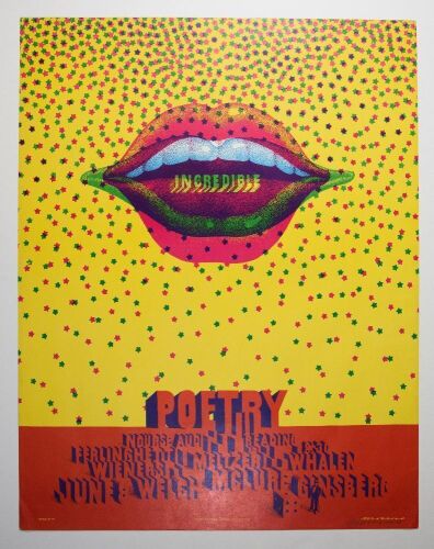 1968 NR-24 Moscoso Poetry Nourse Auditorium Signed Moscoso Poster Excellent 77