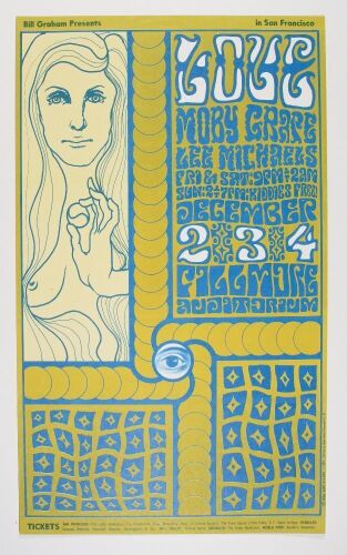 1966 BG-40 Love Moby Grape Fillmore Auditorium Poster Excellent 77