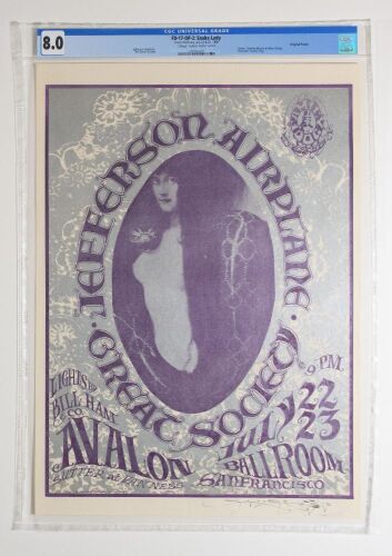 1966 FD-17 Jefferson Airplane Avalon Ballroom Original Printing Signed Mouse Poster CGC 8.0