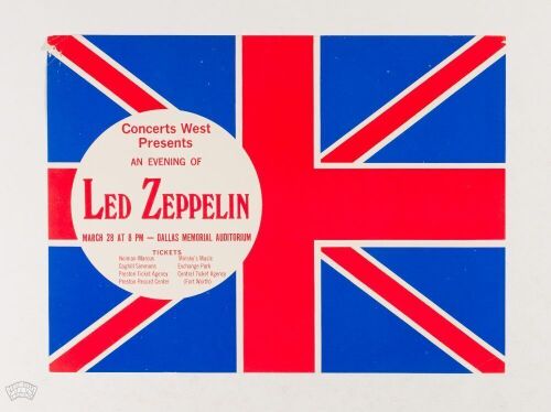 1970 Led Zeppelin Dallas Memorial Auditorium Handbill Excellent 79