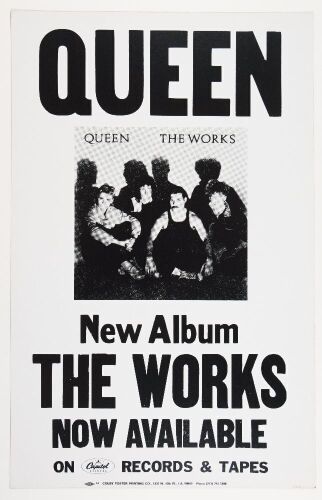 1984 Queen The Works Capitol Records Promotional Poster Near Mint 85