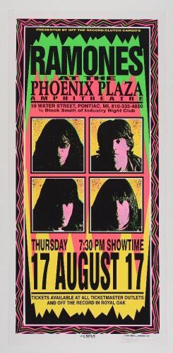 1995 The Ramones Phoenix Plaza Amphitheater Signed Arminski Poster Near Mint 87