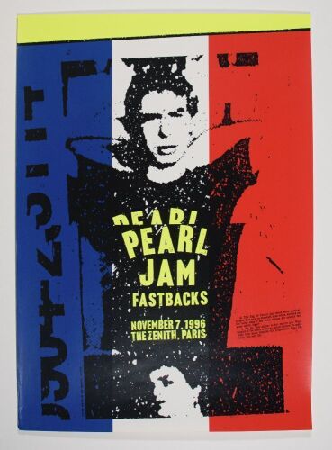 1996 Pearl Jam The Zenith Paris Poster Near Mint 81