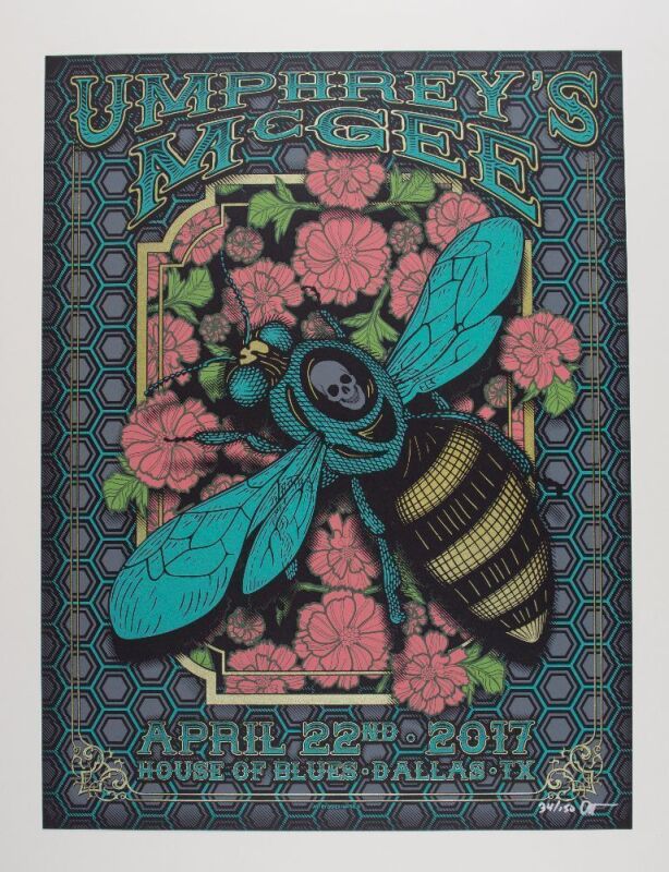 2017 Umphrey's McGee House of Blues Dallas LE Signed Hatfield Poster Mint 95