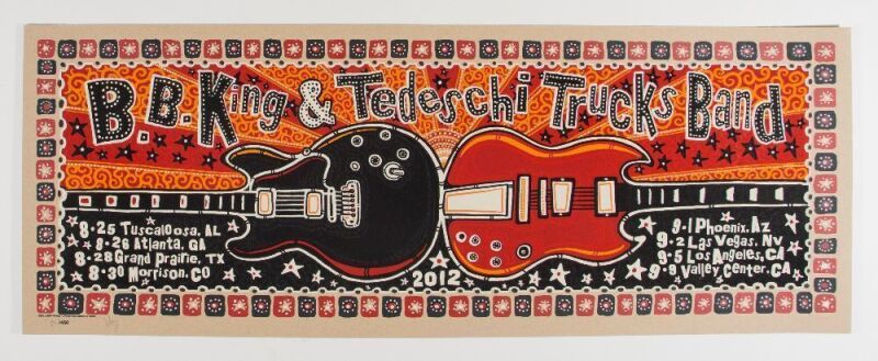 2012 B.B. King Tedeschi Trucks Band Tour LE Signed Wood Poster Mint 95