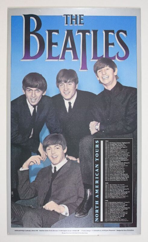 1990 PCL-30 Gary Grimshaw The Beatles North American Tours Commemorative Poster MOUNTED