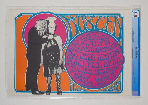 1967 AOR-2.71 Jefferson Airplane Grateful Dead Busted Fillmore RP2 Poster CGC 8.5
