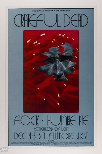 1969 BG-205 Grateful Dead Humble Pie Fillmore West RP2 Poster Near Mint 89