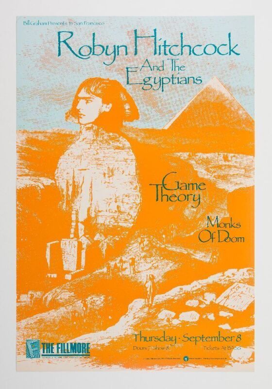 1988 Robyn Hitchcock and the Egyptians Fillmore Poster Near Mint 89