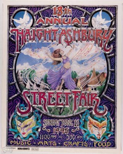 1995 Shane Grogg The 18th Annual Haight Ashbury Street Fair Poster Near Mint 95