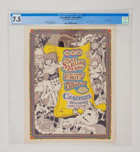 1968 AOR-2.168 Steve Miller Band Carousel Ballroom Poster CGC 7.5