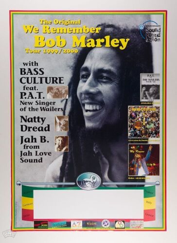 1999 We Remember Bob Marley Tour Blank Poster Near Mint 87