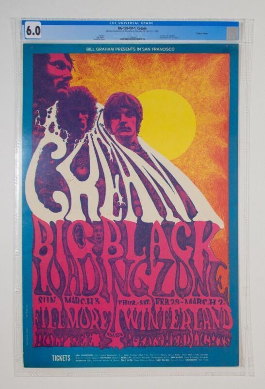 1968 BG-109 Cream Winterland & Fillmore Auditorium Poster CGC 6.0
