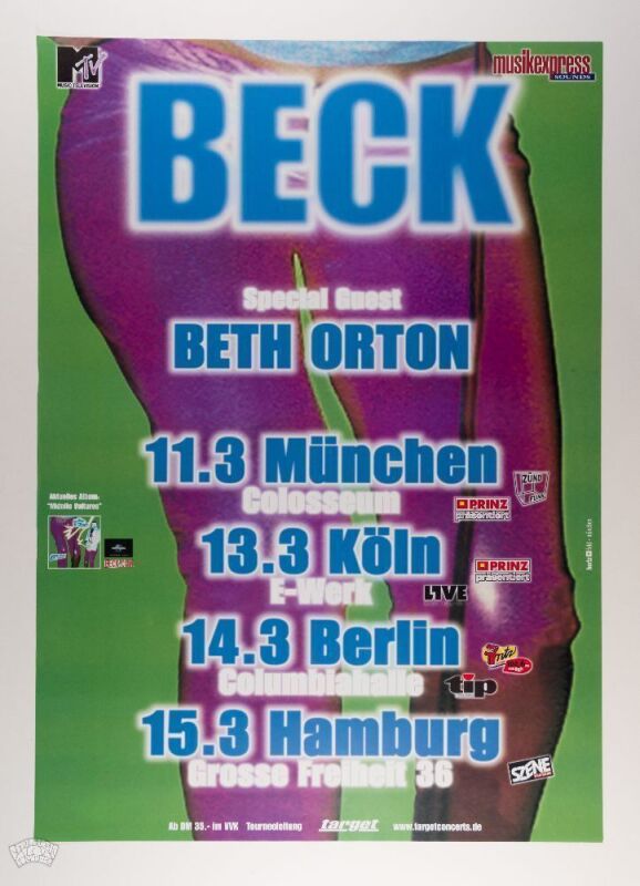 2000 Beck Germany Tour Poster Near Mint 87