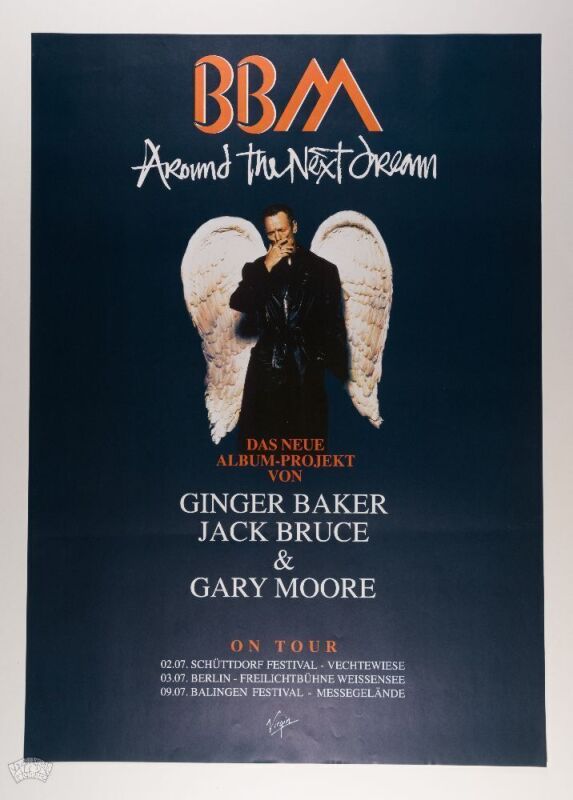 1994 BBM Ginger Baker Jack Bruce German Tour Poster Near Mint 85
