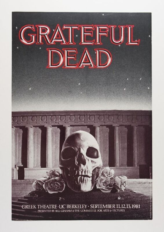 1981 Grateful Dead Greek Theater UC Berkeley Poster Excellent 77