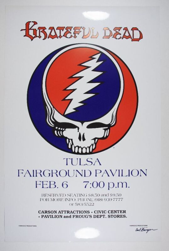 1979 Grateful Dead Tulsa Fairground Pavilion Signed Barger Poster Near Mint 85