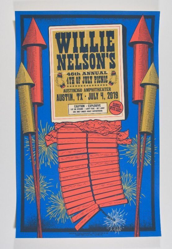 2019 Willie Nelson's 4th of July Picnic Austin 360 Amphitheater LE Poster Near Mint 87