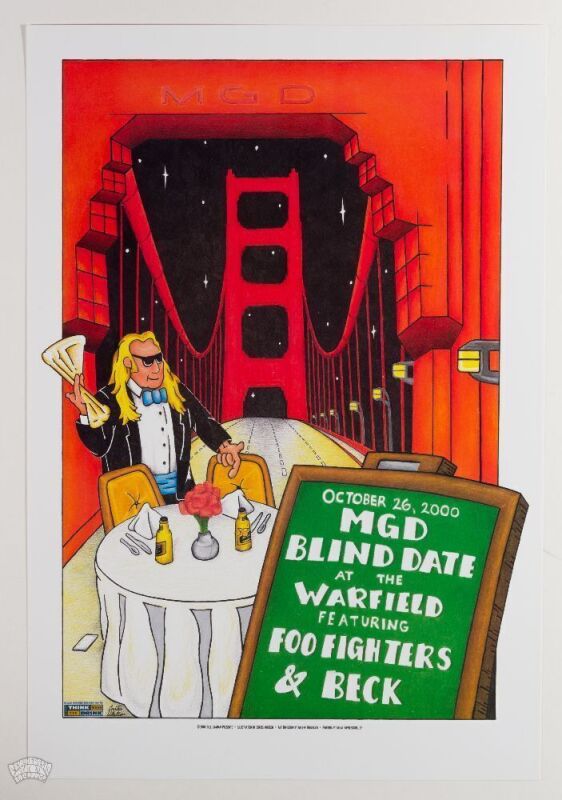 2000 The Foo Fighters Beck The Warfield Theater Poster Mint 95