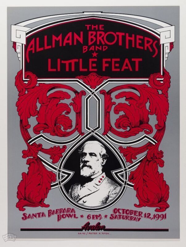 1991 Allman Brothers Band Little Feat Santa Barbara Bowl Poster Mint 95