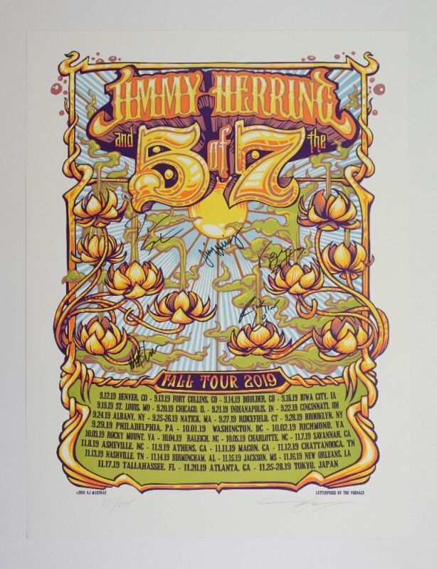 2019 Jimmy Herring and 5 of 7 Fall Tour LE Signed Masthay and Band Poster Near Mint 81