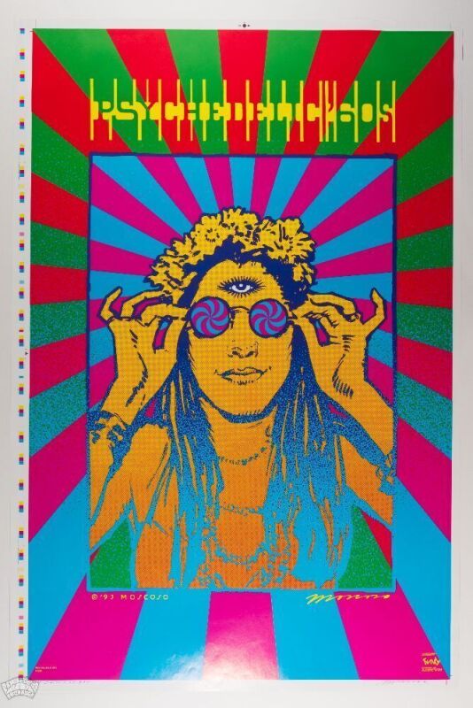 1993 Psychedelic 60s Printers Proof Signed Moscoso Poster Near Mint 89