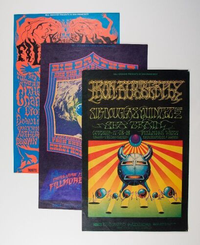 Lot of 3 Popular Bill Graham Fillmore Original Posters Not Graded