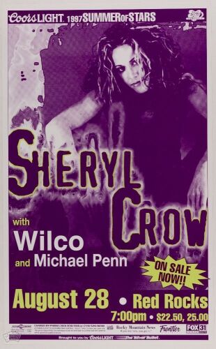 1997 Sheryl Crow Red Rocks Poster Mint 91