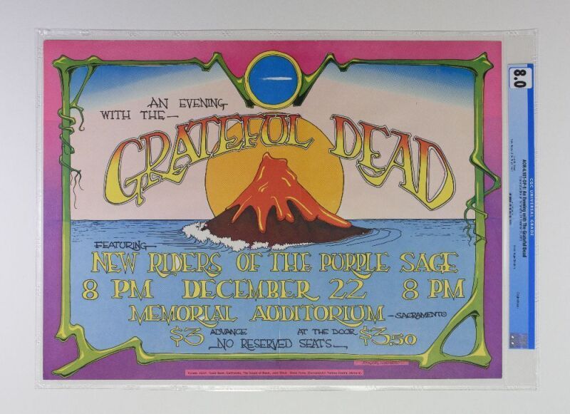 1970 AOR-4.101 Grateful Dead NRPS Sacramento Memorial Auditorium Poster CGC 8.0