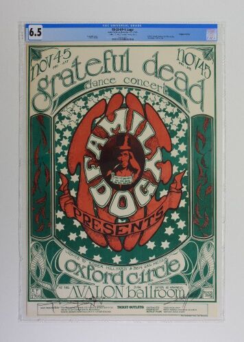 1966 FD-33 Grateful Dead Oxford Circle Avalon Ballroom Signed Kelley & Mouse Poster CGC 6.5