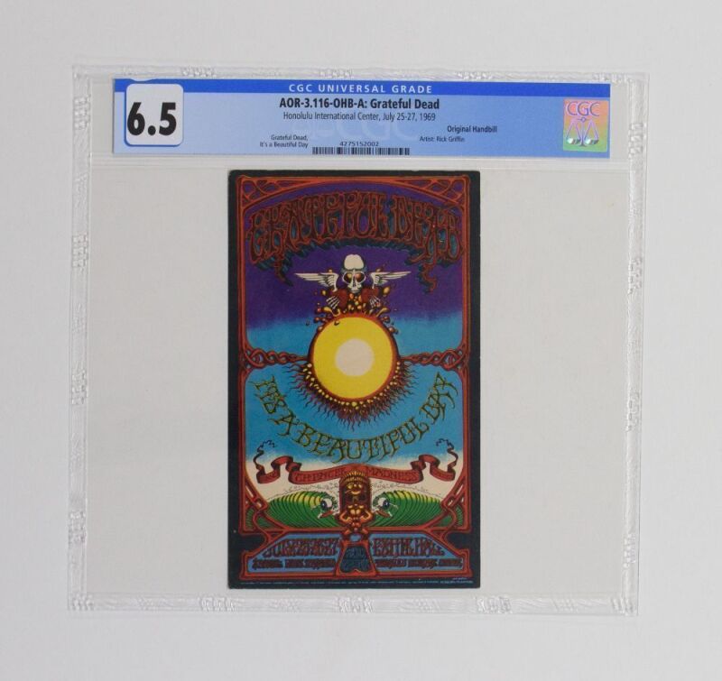 1968 AOR-3.116 Grateful Dead Honolulu International Center Hawaii Handbill CGC 6.5