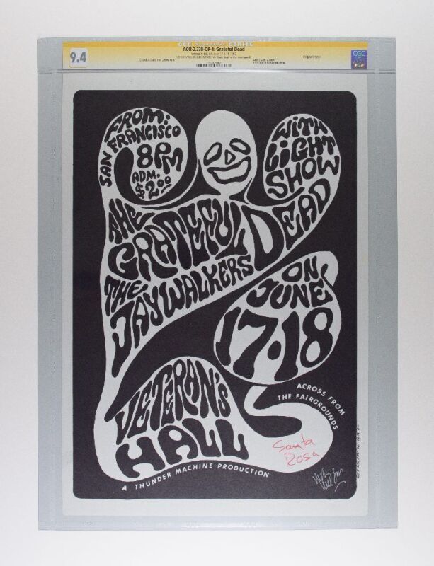 1966 AOR-2.338 Grateful Dead Veteran's Hall Santa Rosa Signature Series Signed Wilson Poster CGC 9.4