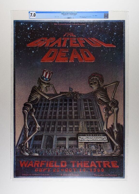 1980 AOR-4.45 Grateful Dead The Warfield Theater Poster CGC 7.0