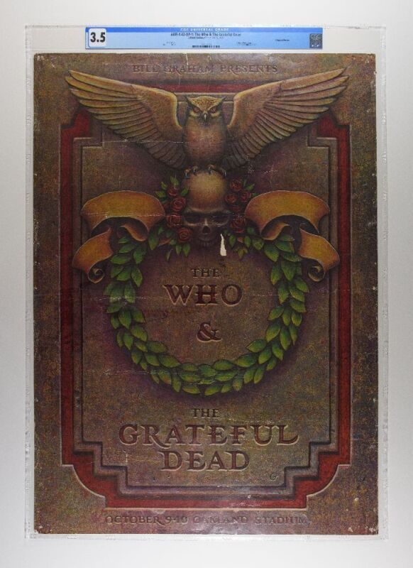 1976 AOR-4.43 The Who Grateful Dead Oakland Stadium Poster CGC 3.5