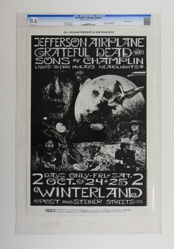 1969 BG-197 Jefferson Airplane Grateful Dead Winterland Poster CGC 9.6