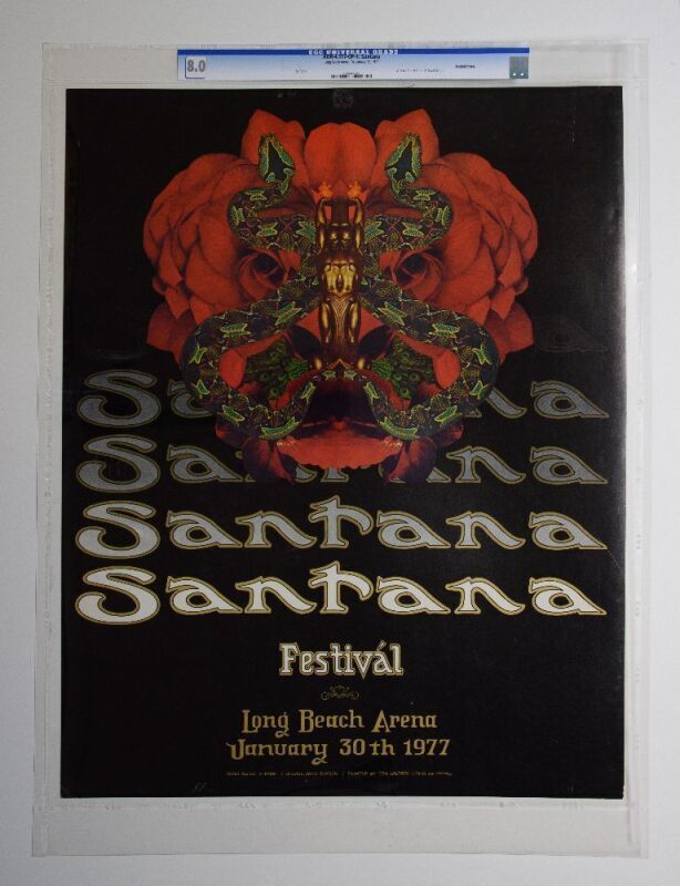 1977 AOR-4.117 Santana Long Beach Arena Poster CGC 8.0