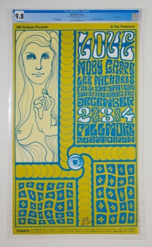 1966 BG-40 Love Moby Grape Fillmore Auditorium Signed Wilson Poster CGC 9.8