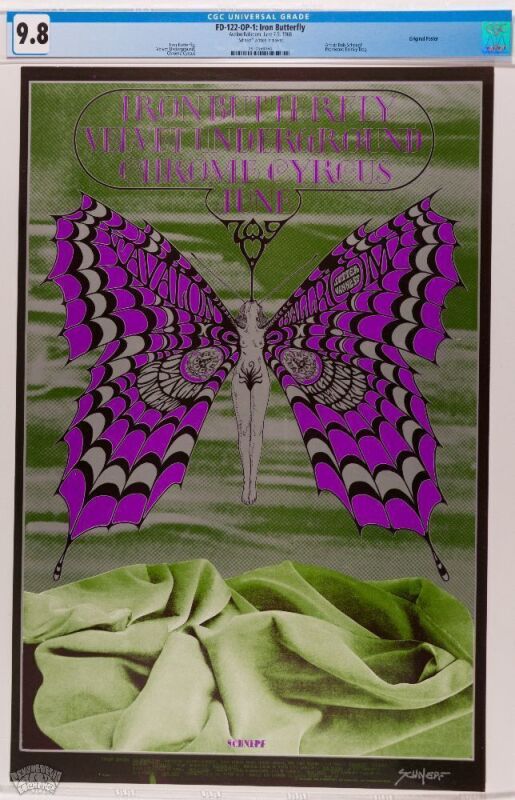 1968 FD-122 Iron Butterfly Velvet Underground Avalon Ballroom Signed Schnepf Poster CGC 9.8