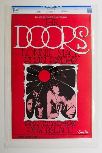 1969 BG-186 The Doors Cow Palace Signed Tuten RP2 Poster CGC 9.6